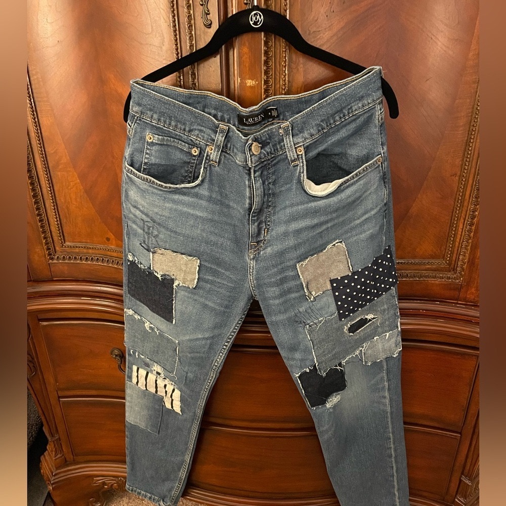 Patchwork Relaxed Tapered Jean Size 8